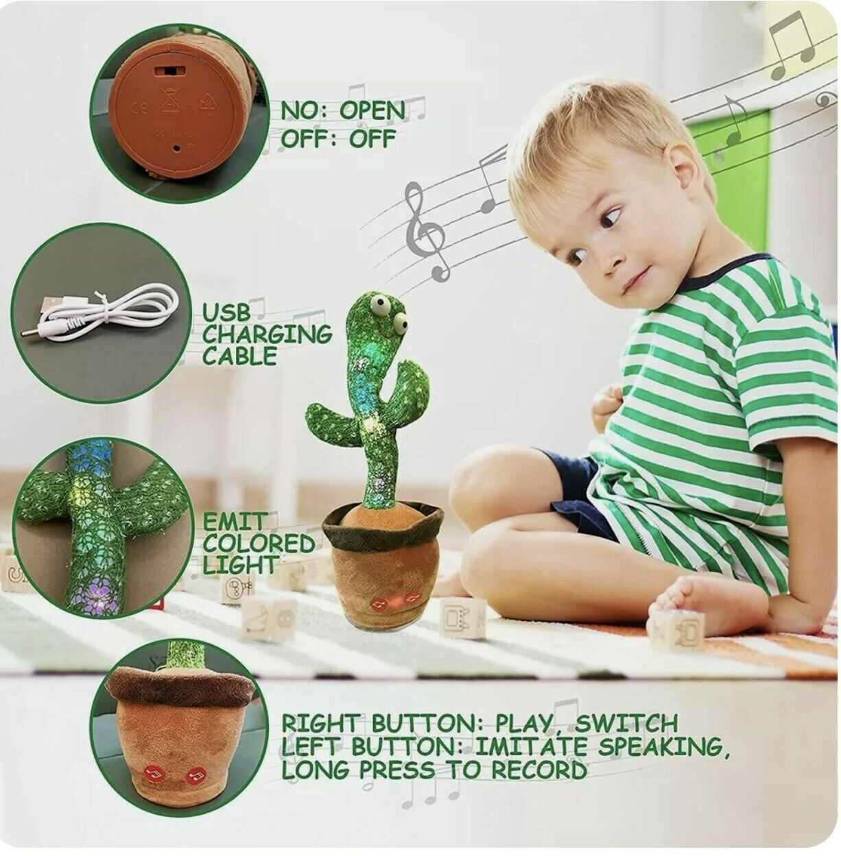 The Dancing Cactus Toy - Cactus Baby BlueTooth & Talk-Back Speak Toy