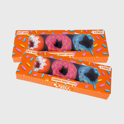 Cotton Donut Unisex Socks Gift Box Set of 3 Pair Stripes Polka Dots Pink Blue Cotton Donut Unisex Socks Gift Box Set of 3 Pair Stripes Polka Dots Pink Blue